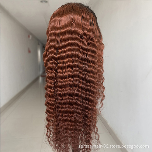 Cheap ombre frontal lace raw cuticle aligned virgin hair wigs for black women deep wave 13x4 hd lace front human hair wigs